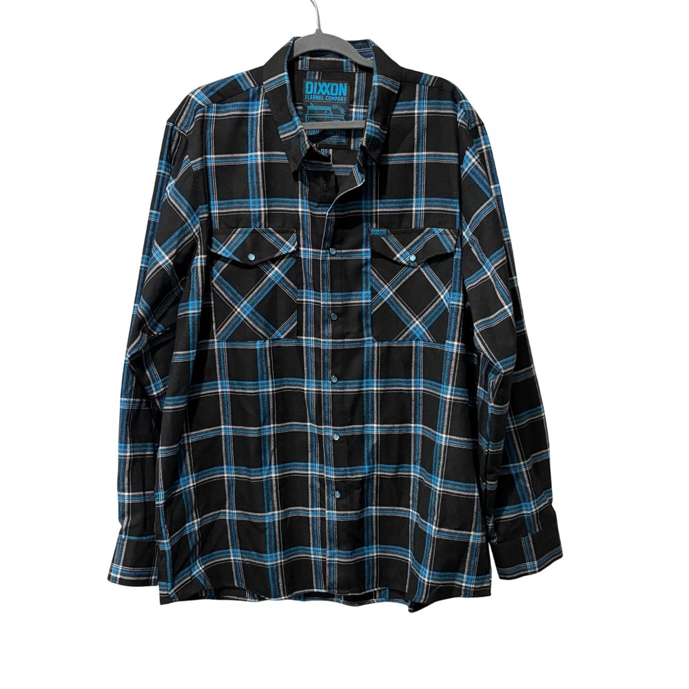 Dixxon Flannel Form & Function Shirt Mens 2X Black Blue D-Tech Plaid Snap Biker